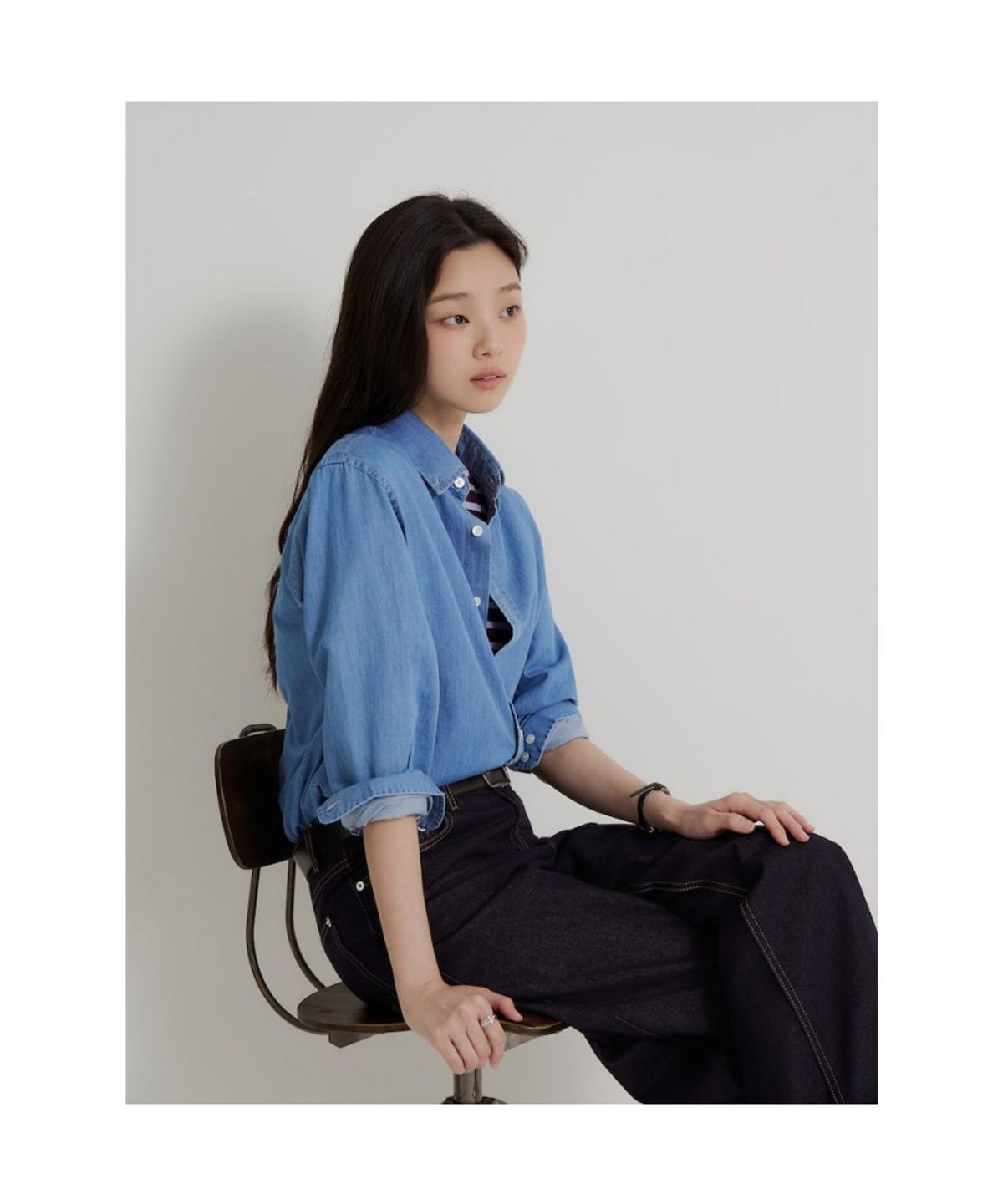 빈폴 멘(BEANPOLE MEN) [Essential] 남녀공용 데님 셔츠  블루