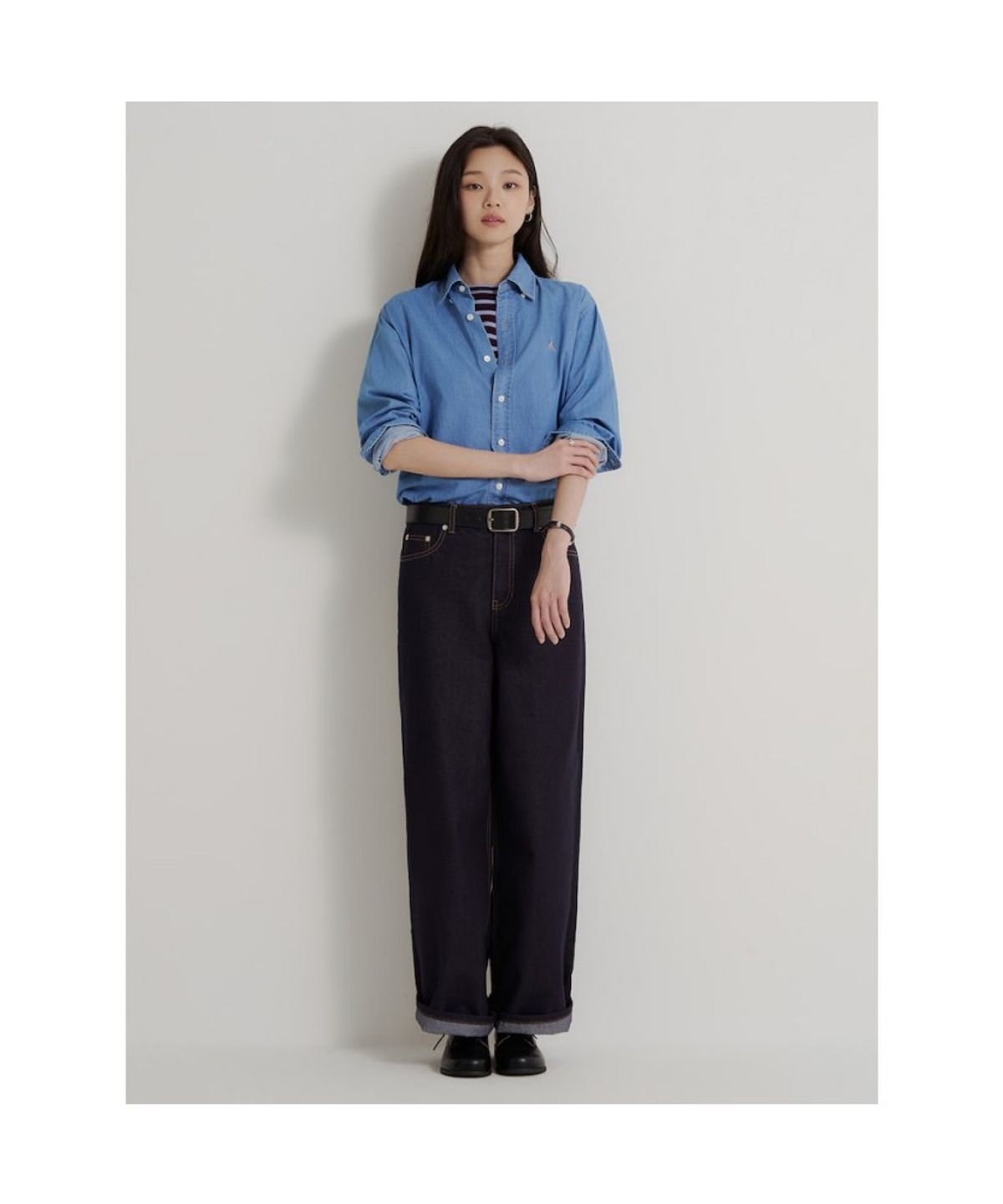 빈폴 멘(BEANPOLE MEN) [Essential] 남녀공용 데님 셔츠  블루
