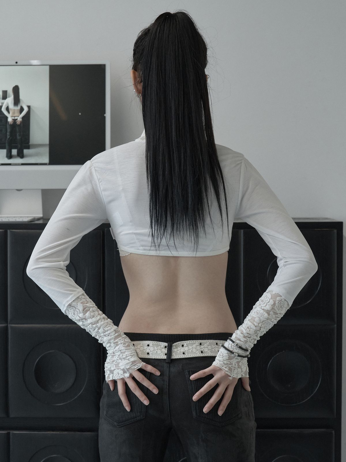 피넛루프(PEANUT LOOP) Lace Double Eyelet Webbing Belt Ivory