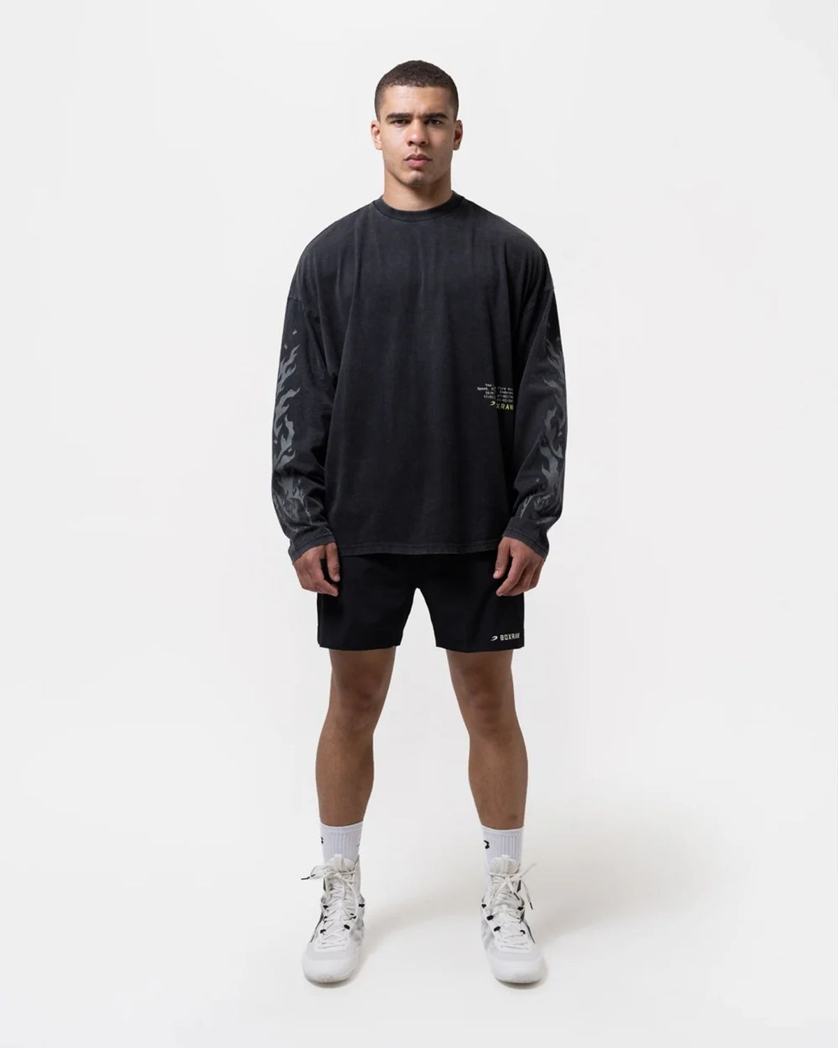 복스로(BOXRAW) 스파링 클럽 파이어 호스 롱슬리브 티셔츠 BXRW-SCGLSTS [블랙]