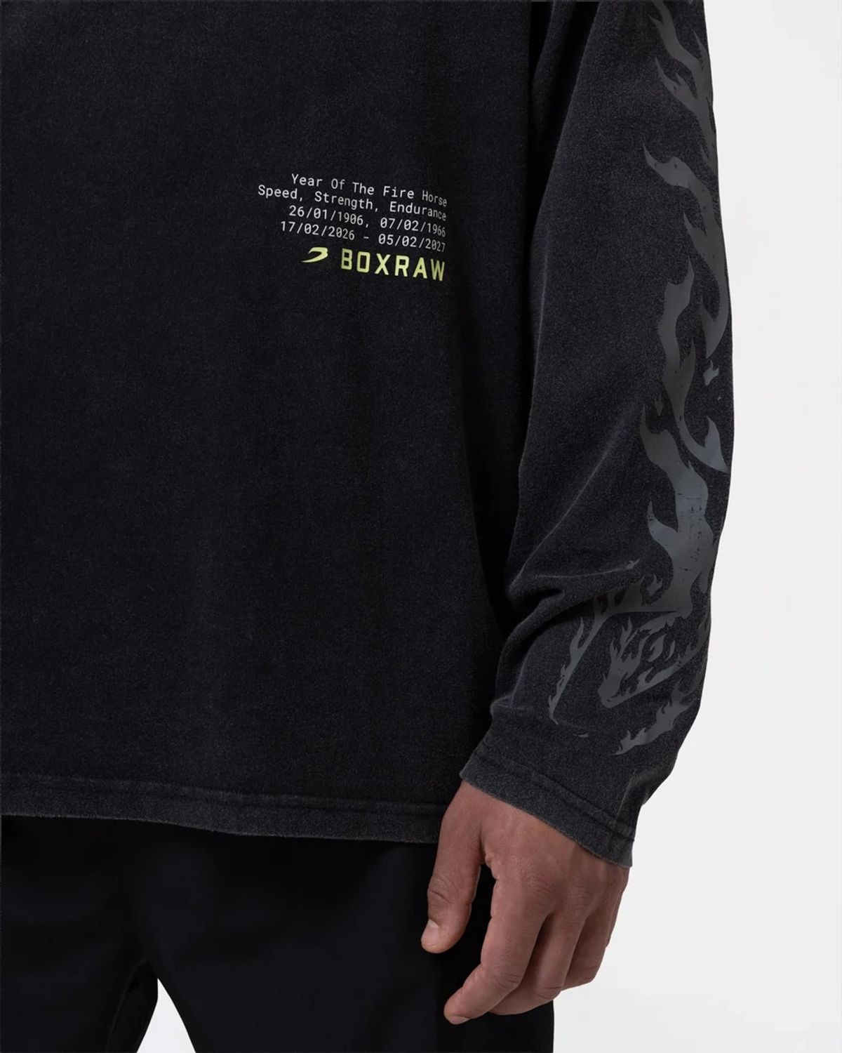 복스로(BOXRAW) 스파링 클럽 파이어 호스 롱슬리브 티셔츠 BXRW-SCGLSTS [블랙]
