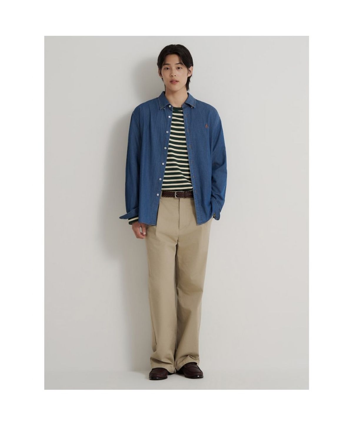 빈폴 멘(BEANPOLE MEN) [Essential] 남녀공용 데님 셔츠  네이비