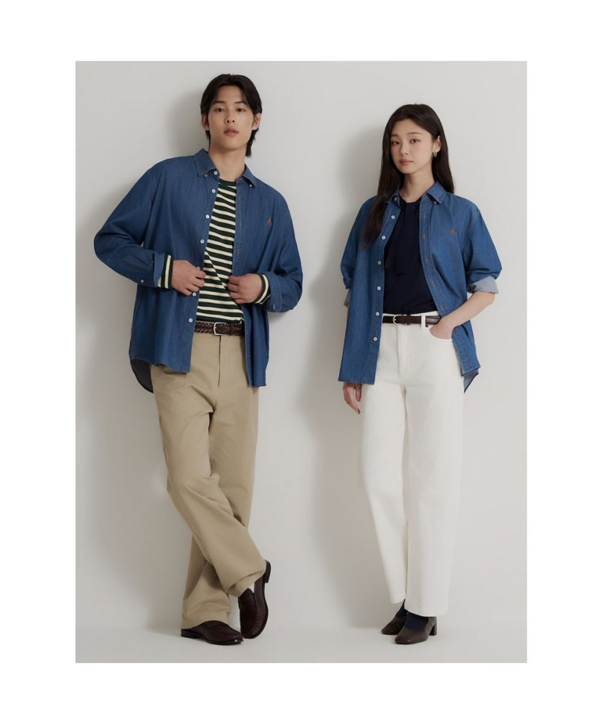 빈폴 멘(BEANPOLE MEN) [Essential] 남녀공용 데님 셔츠  네이비