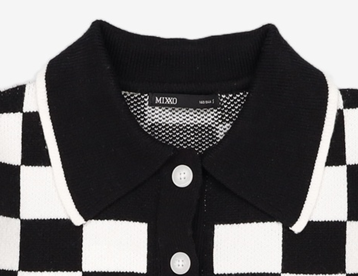 미쏘(MIXXO) 카라넥 체크 가디건 MIWCKCV25T S