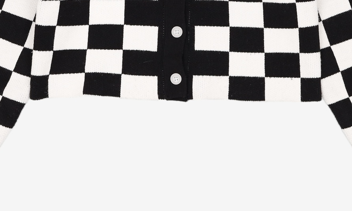 미쏘(MIXXO) 카라넥 체크 가디건 MIWCKCV25T S
