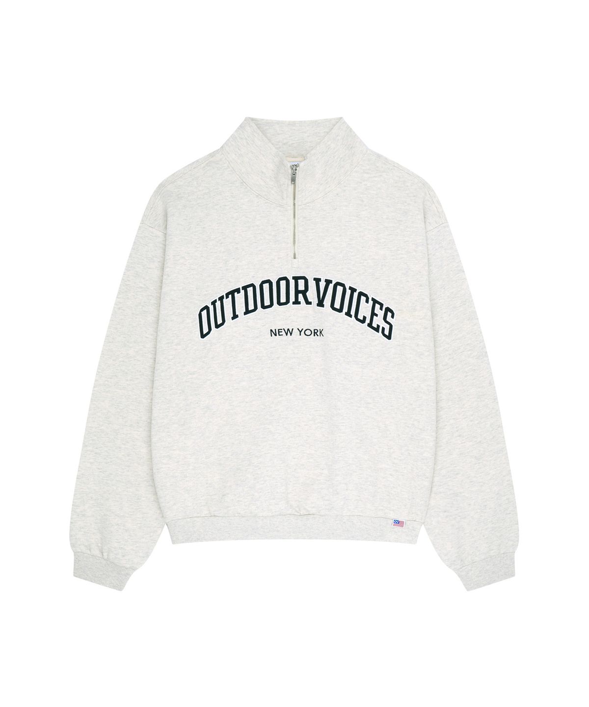 아웃도어 보이스(OUTDOOR VOICES) ARCH LOGO QUARTER ZIP SWEATSHIRT (OATMEAL)