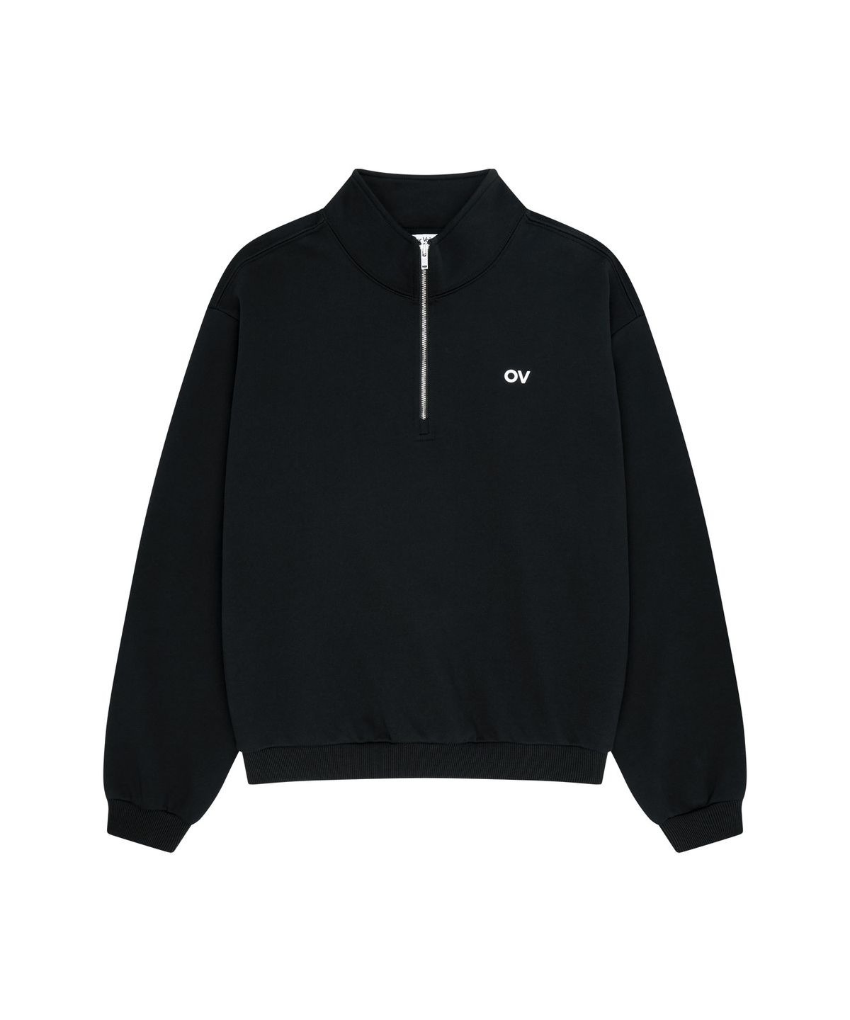 아웃도어 보이스(OUTDOOR VOICES) OV LOGO QUARTER ZIP SWEATSHIRT (BLACK)