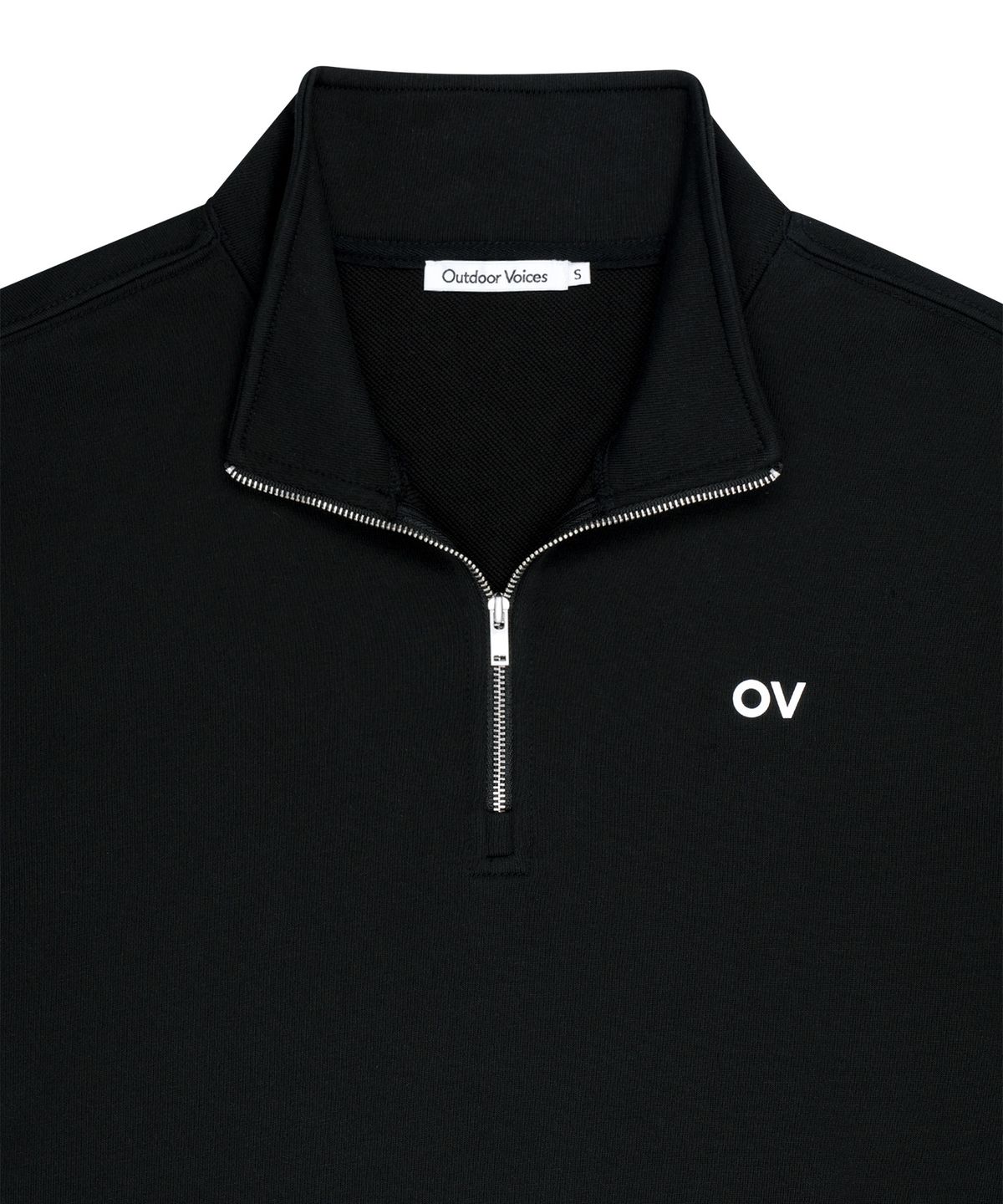 아웃도어 보이스(OUTDOOR VOICES) OV LOGO QUARTER ZIP SWEATSHIRT (BLACK)