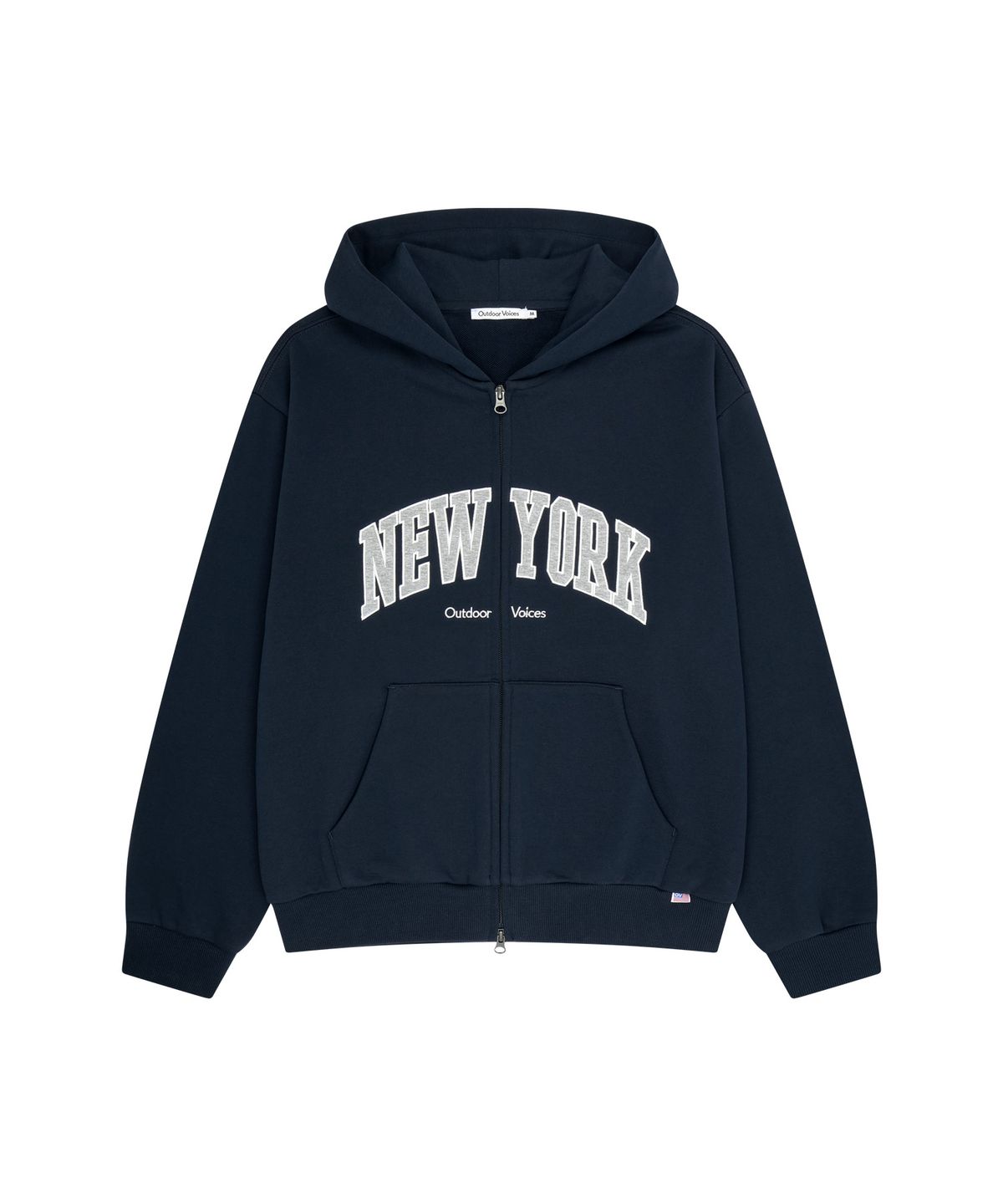 아웃도어 보이스(OUTDOOR VOICES) NEW YORK VARSITY ZIP UP SWEAT HOODIE (NAVY)