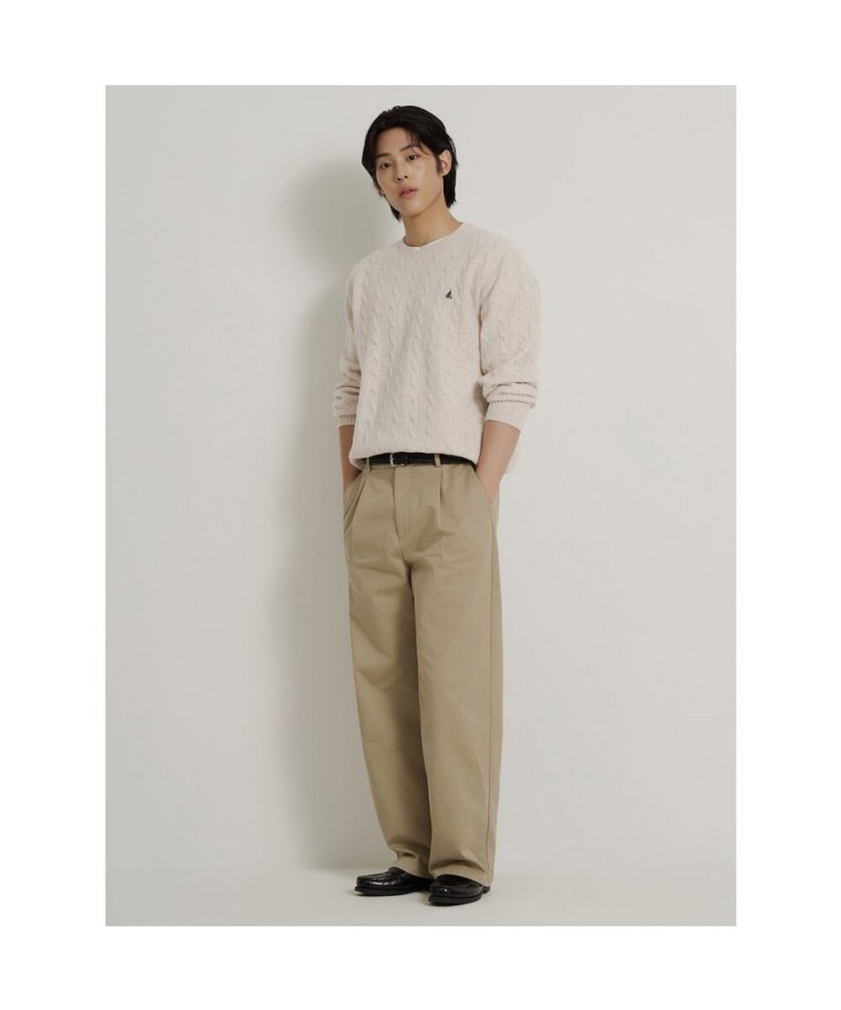 빈폴 멘(BEANPOLE MEN) [Essential] 케이블 라운드 니트  아이보리