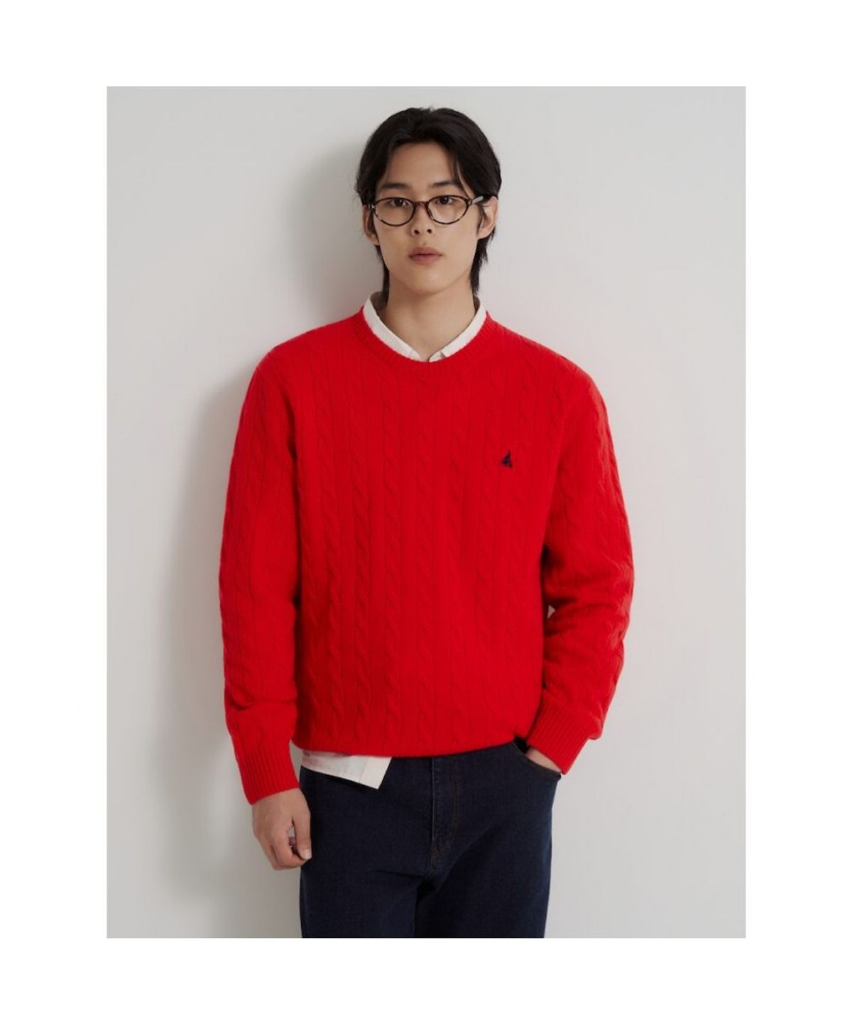 빈폴 멘(BEANPOLE MEN) [Essential] 케이블 라운드 니트  레드