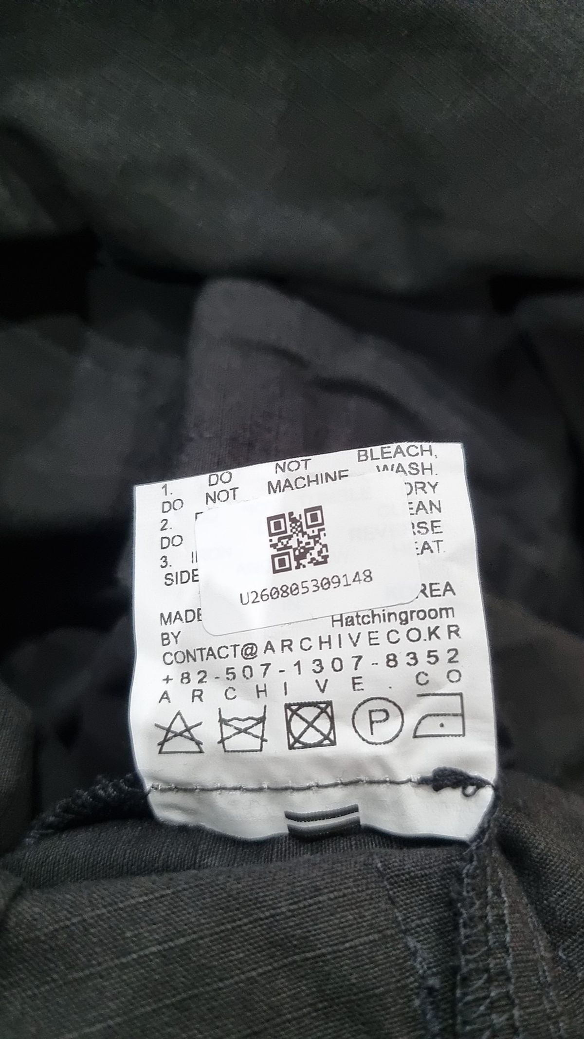 해칭룸(HATCHINGROOM) Fatigue Over Pants Ripstop Black Camo 2