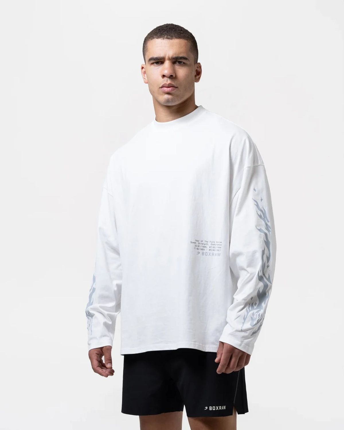 복스로(BOXRAW) 스파링 클럽 파이어 호스 롱슬리브 티셔츠 BXRW-SCGLSTS [아이보리]