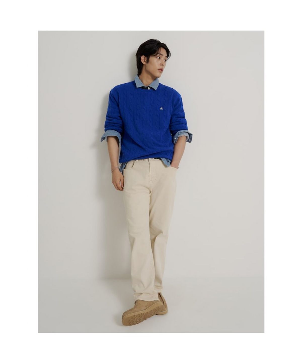 빈폴 멘(BEANPOLE MEN) [Essential] 케이블 라운드 니트  블루