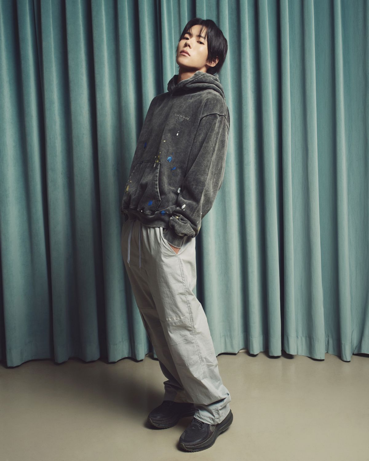 아크메드라비(ACME DE LA VIE) PAINT BORDER LINE BASIC LOGO WASHING HOODIE