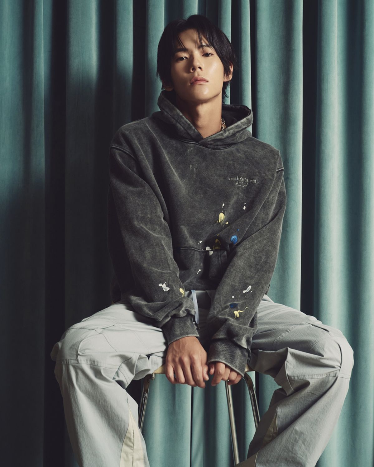 아크메드라비(ACME DE LA VIE) PAINT BORDER LINE BASIC LOGO WASHING HOODIE