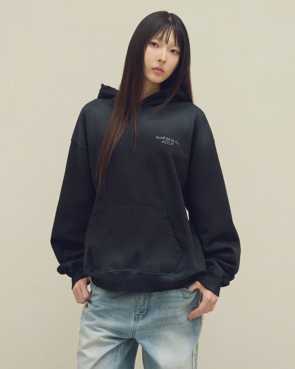 아크메드라비(ACME DE LA VIE) SPRAY BORDER LINE BASIC LOGO WASHING HOODIE