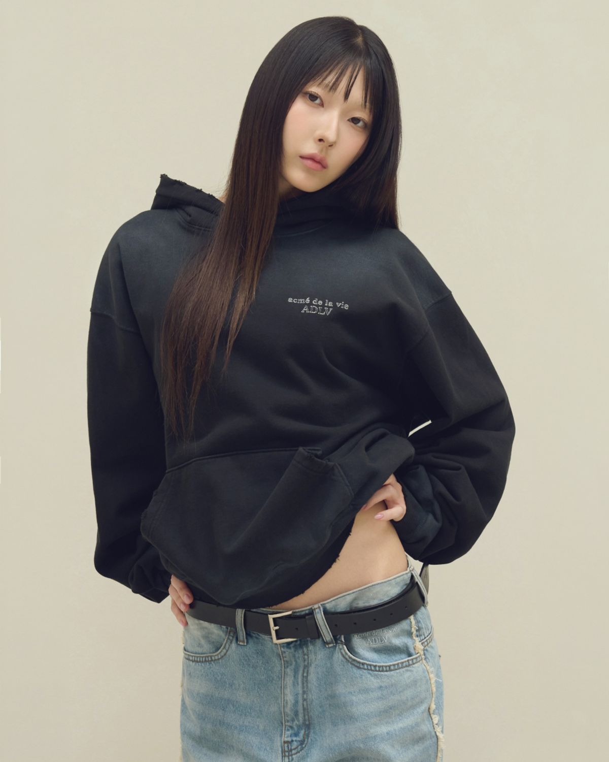 아크메드라비(ACME DE LA VIE) SPRAY BORDER LINE BASIC LOGO WASHING HOODIE