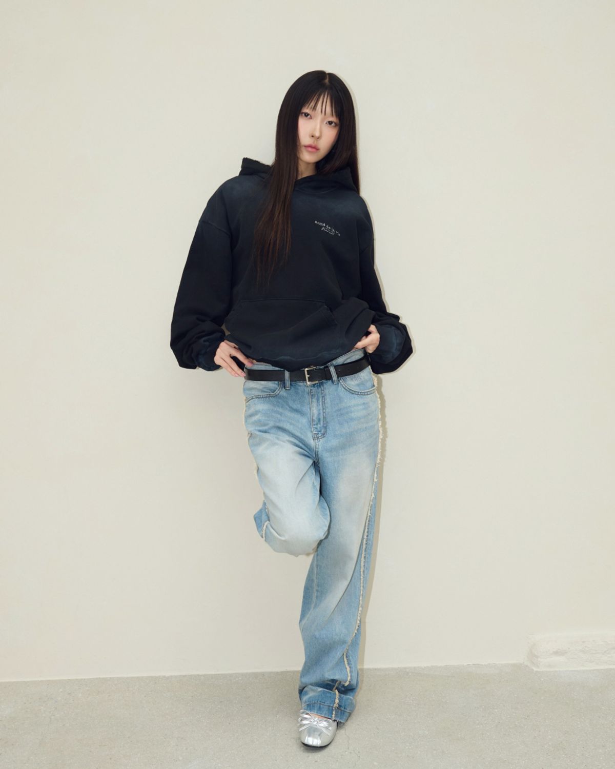 아크메드라비(ACME DE LA VIE) SPRAY BORDER LINE BASIC LOGO WASHING HOODIE