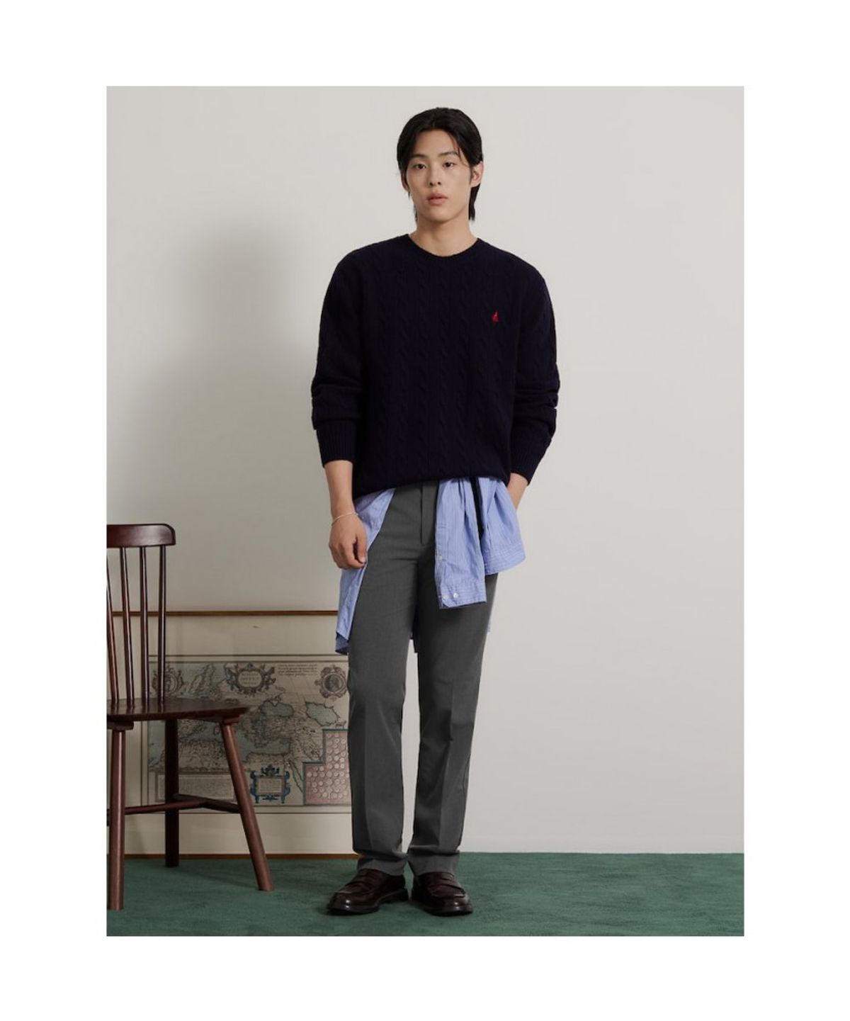 빈폴 멘(BEANPOLE MEN) 폴리 혼방 클래식핏 슬랙스  그레이