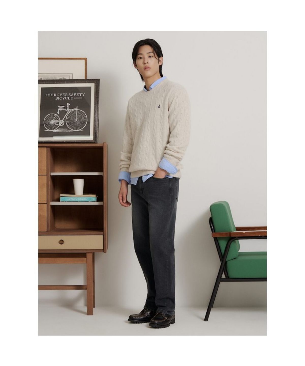 빈폴 멘(BEANPOLE MEN) 컬러 스트레이트 데님 팬츠  애쉬