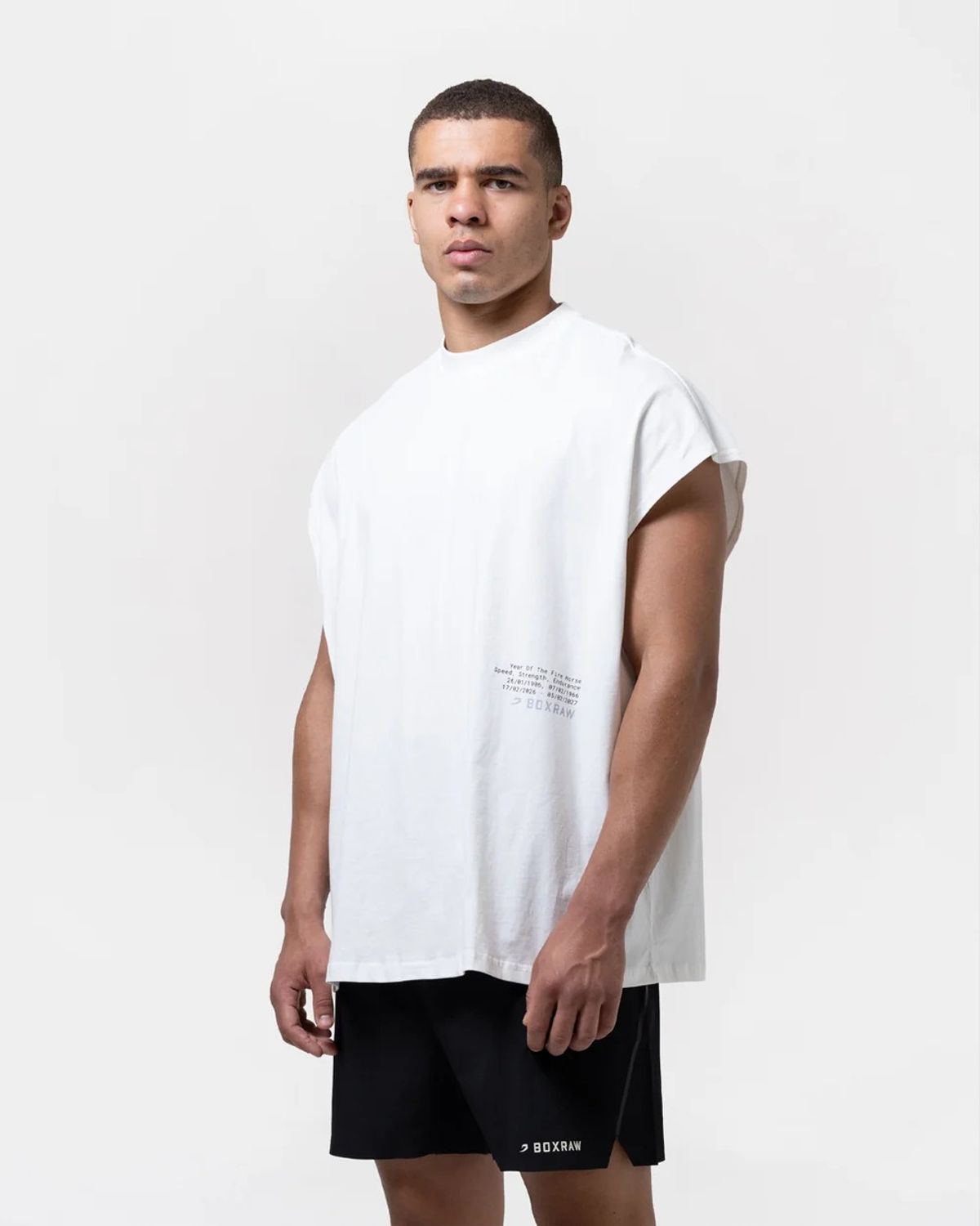 복스로(BOXRAW) 스파링 클럽 파이어 호스 오버사이즈 탱크탑 BXRW-SCGTK [아이보리]