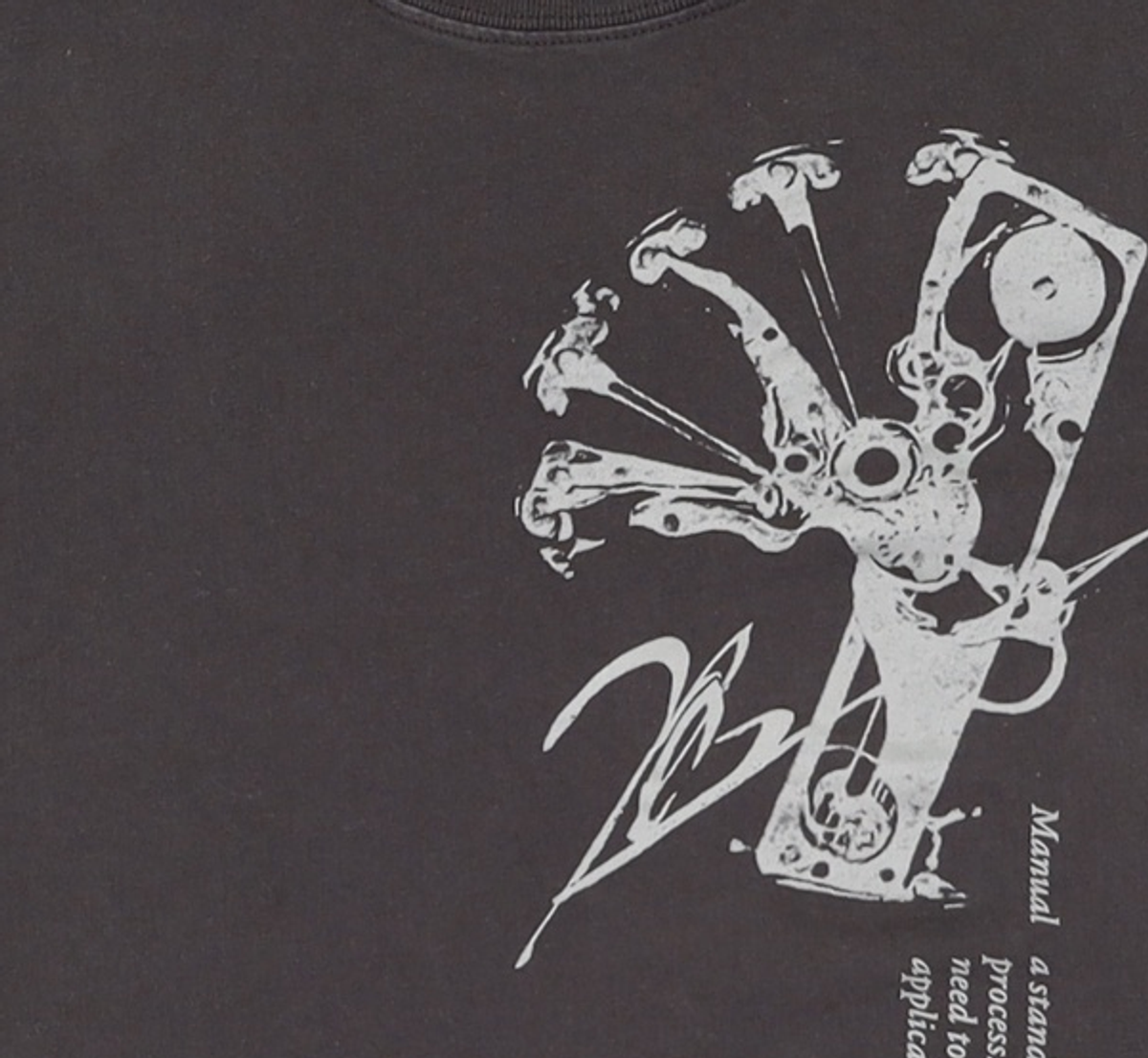 노매뉴얼(NOMANUAL) GEAR MANUAL GRAPHIC T-SHIRT - WASHED BLACK S
