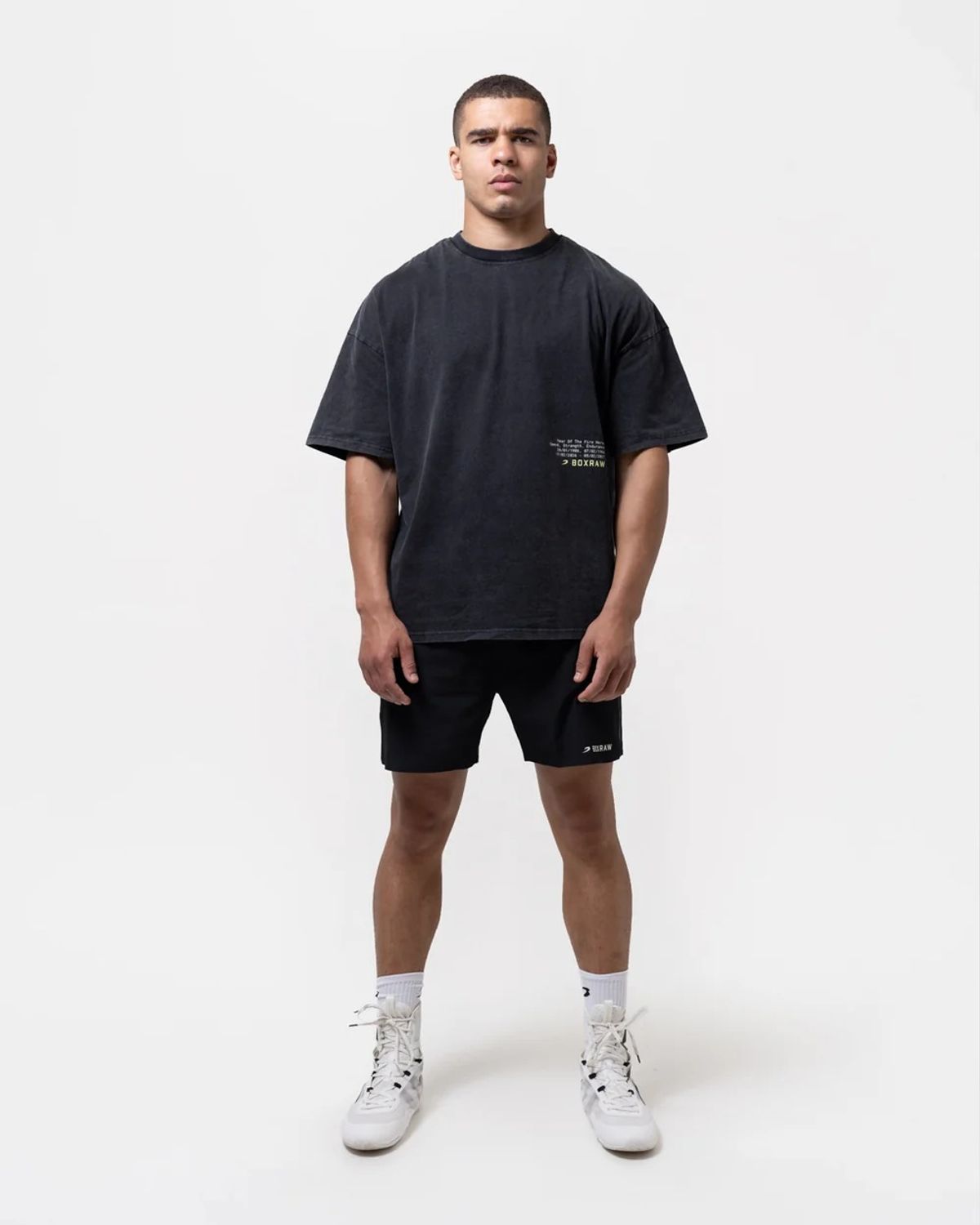 복스로(BOXRAW) 스파링 클럽 파이어 호스 오버사이즈 티셔츠 BXRW-SCGTS [블랙]