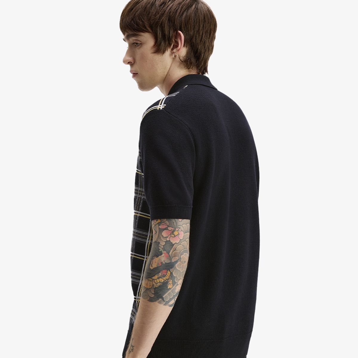 프레드페리(FRED PERRY) [Sharp] 타탄 니트 셔츠 - 블랙 AFPM2G33325-102