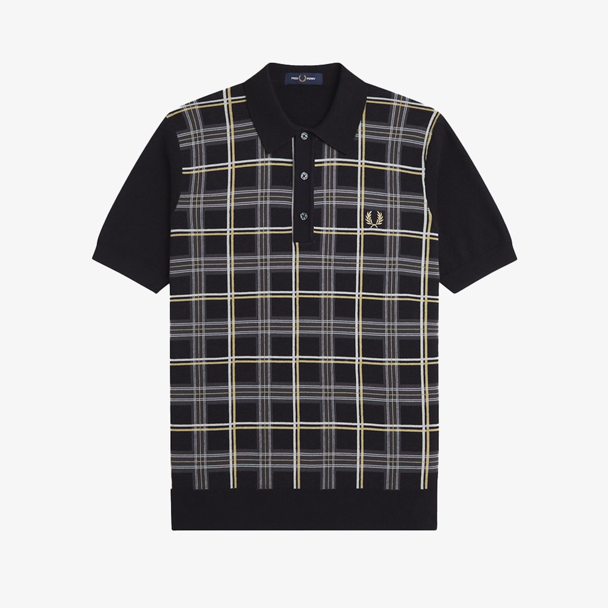 프레드페리(FRED PERRY) [Sharp] 타탄 니트 셔츠 - 블랙 AFPM2G33325-102