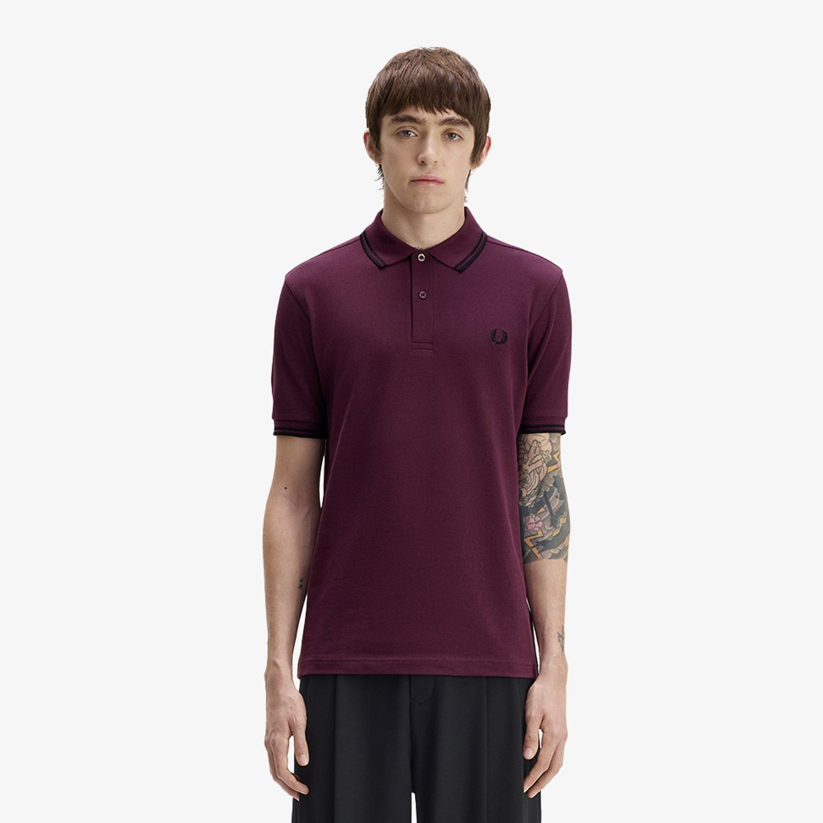 프레드페리(FRED PERRY) [M3600] 트윈 팁 프레드페리 셔츠 - 플럼/블랙 AFPM2G33600-84C