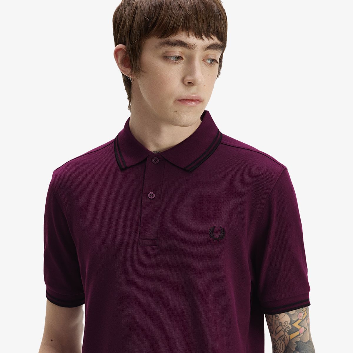 프레드페리(FRED PERRY) [M3600] 트윈 팁 프레드페리 셔츠 - 플럼/블랙 AFPM2G33600-84C