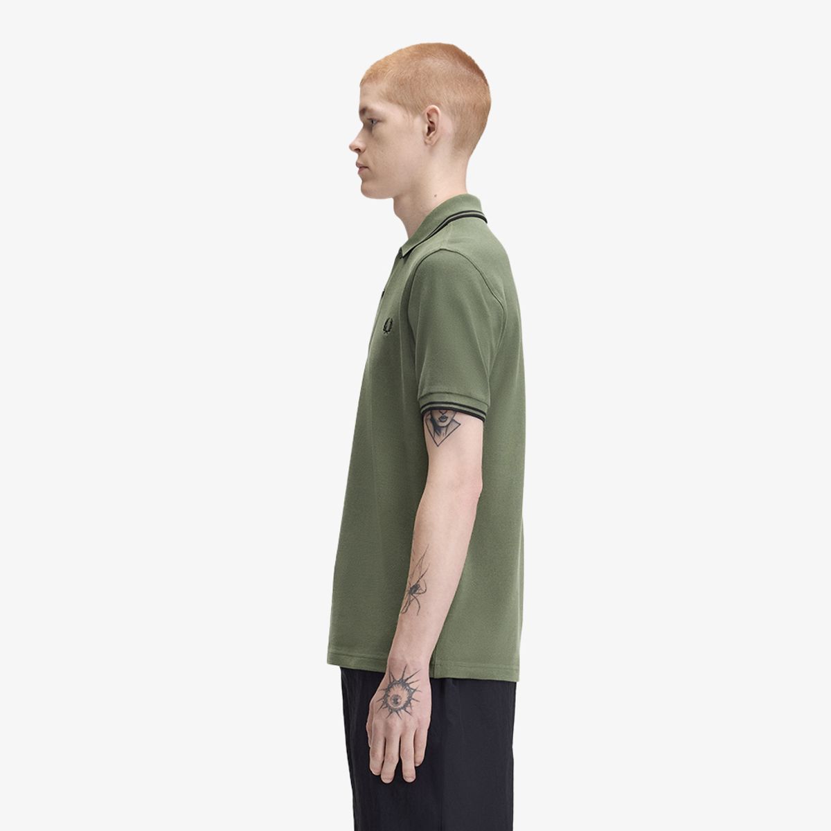 프레드페리(FRED PERRY) [M3600] 트윈 팁 프레드페리 셔츠 - 로렐리스그린/블랙 AFPM2G33600-Z50