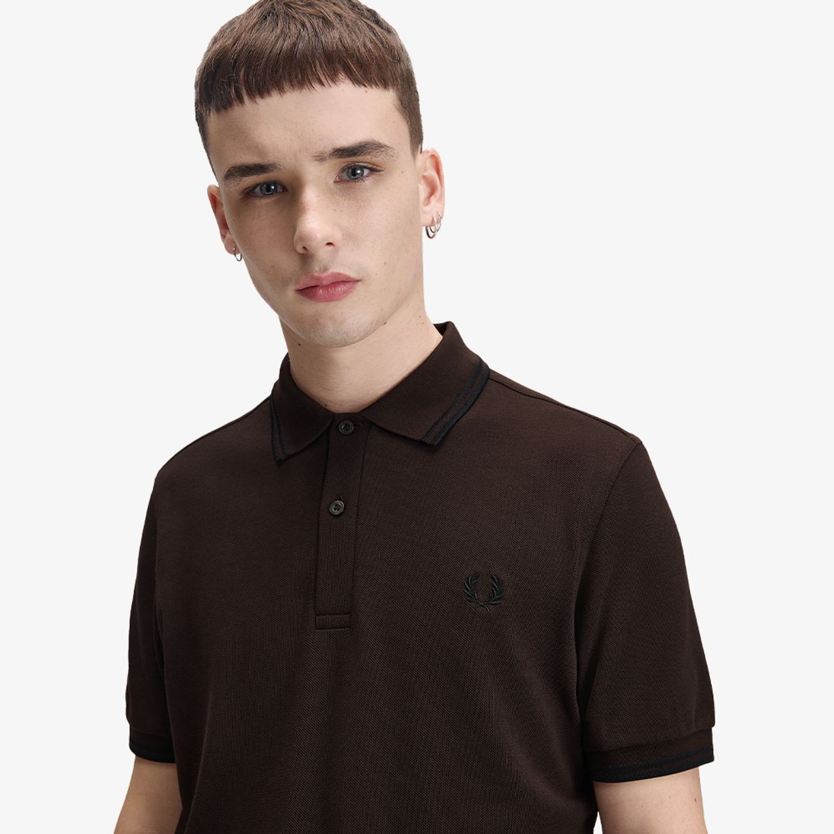 프레드페리(FRED PERRY) [M3600] 트윈 팁 프레드페리 셔츠 - 리치 브라운/블랙 AFPM2G33600-86C