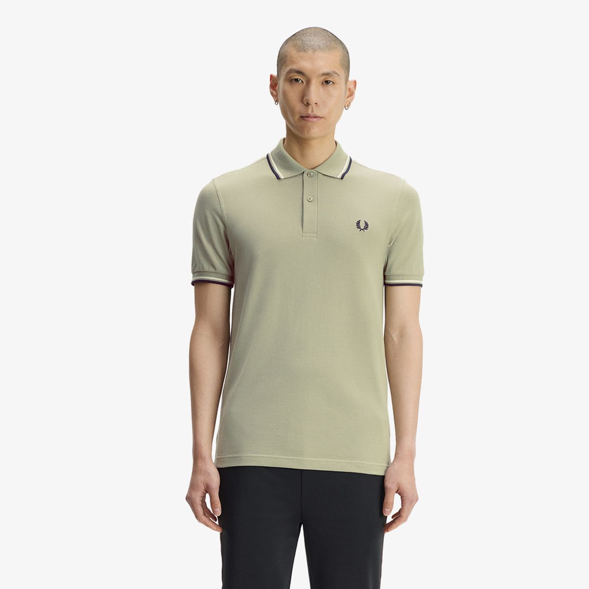 프레드페리(FRED PERRY) [M3600] 트윈 팁 프레드페리 셔츠 - 시그래스/에크루/다크에어포스 AFPM2G33600-76C