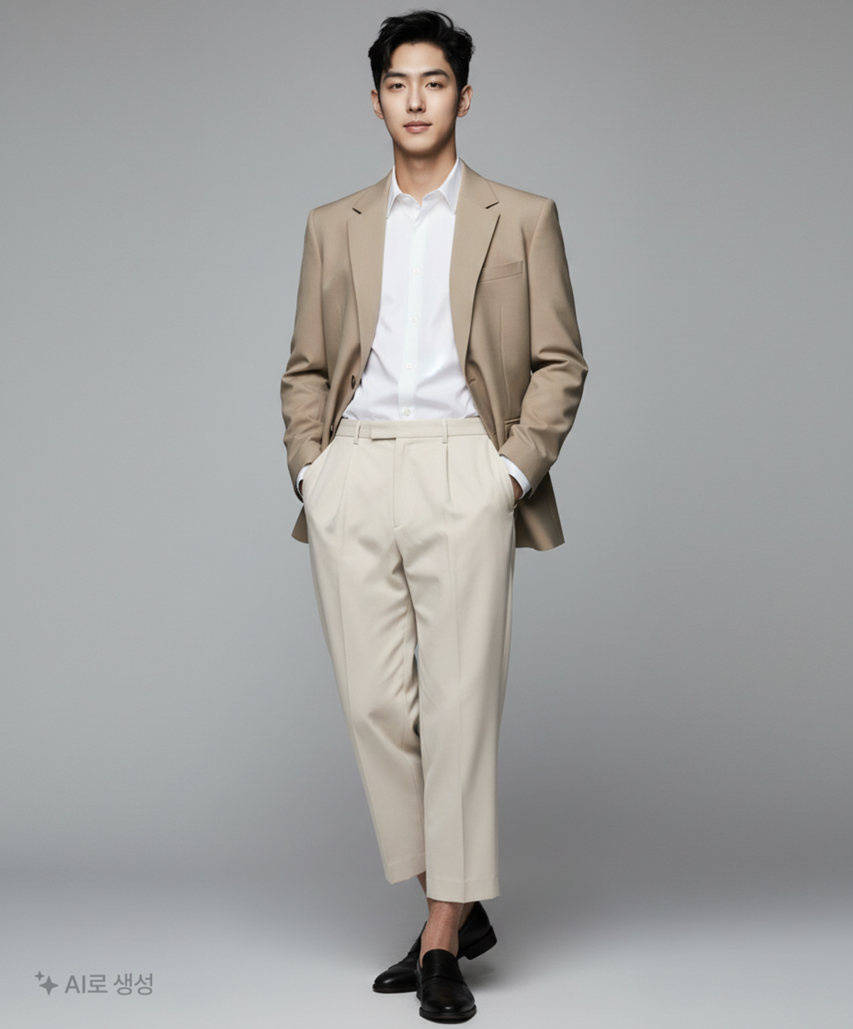 무신사 스탠다드(MUSINSA STANDARD) 루즈 테이퍼드 히든 밴딩 크롭 슬랙스 [크림] 36