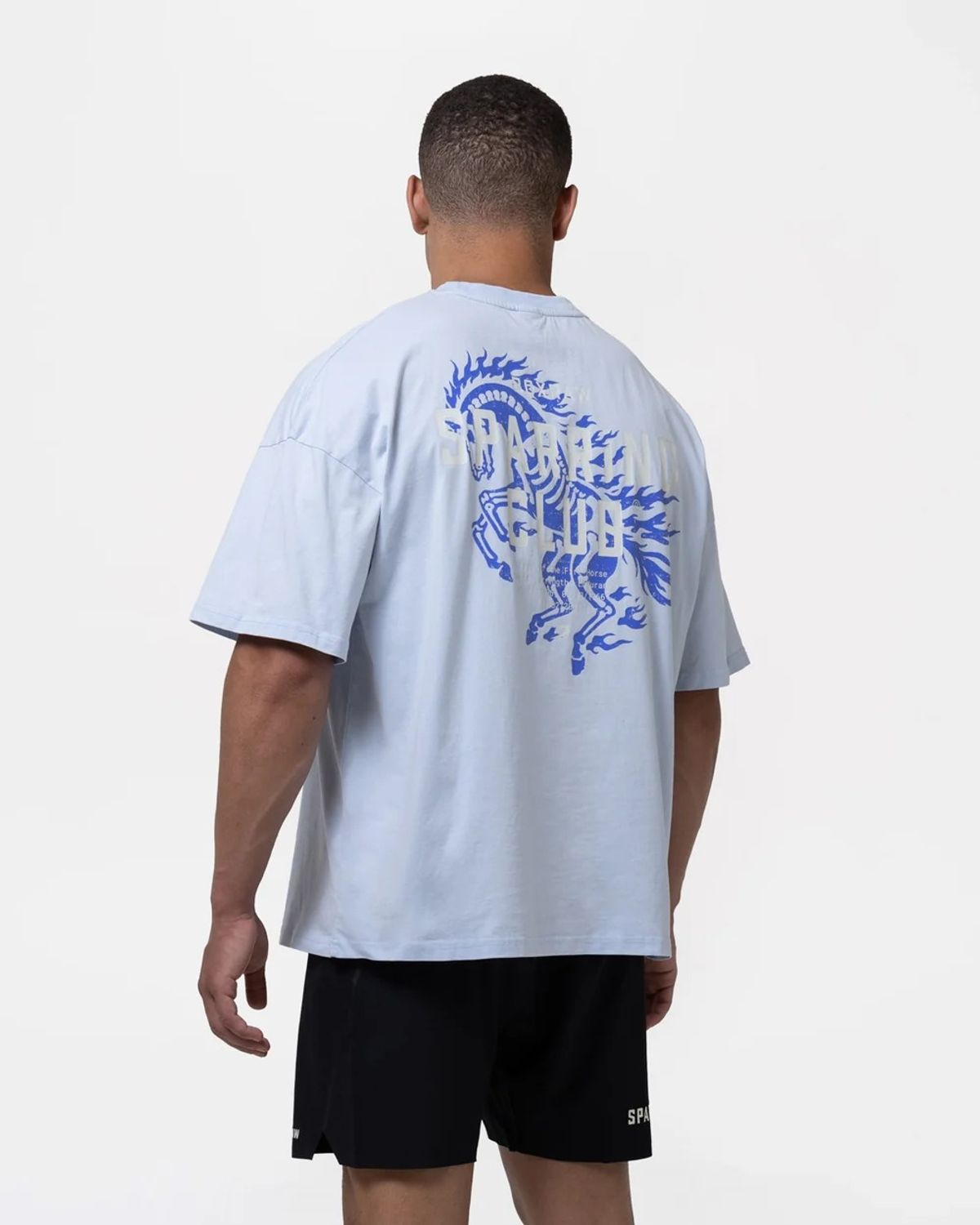 복스로(BOXRAW) 스파링 클럽 파이어 호스 오버사이즈 티셔츠 BXRW-SCGTS [베이비 블루]