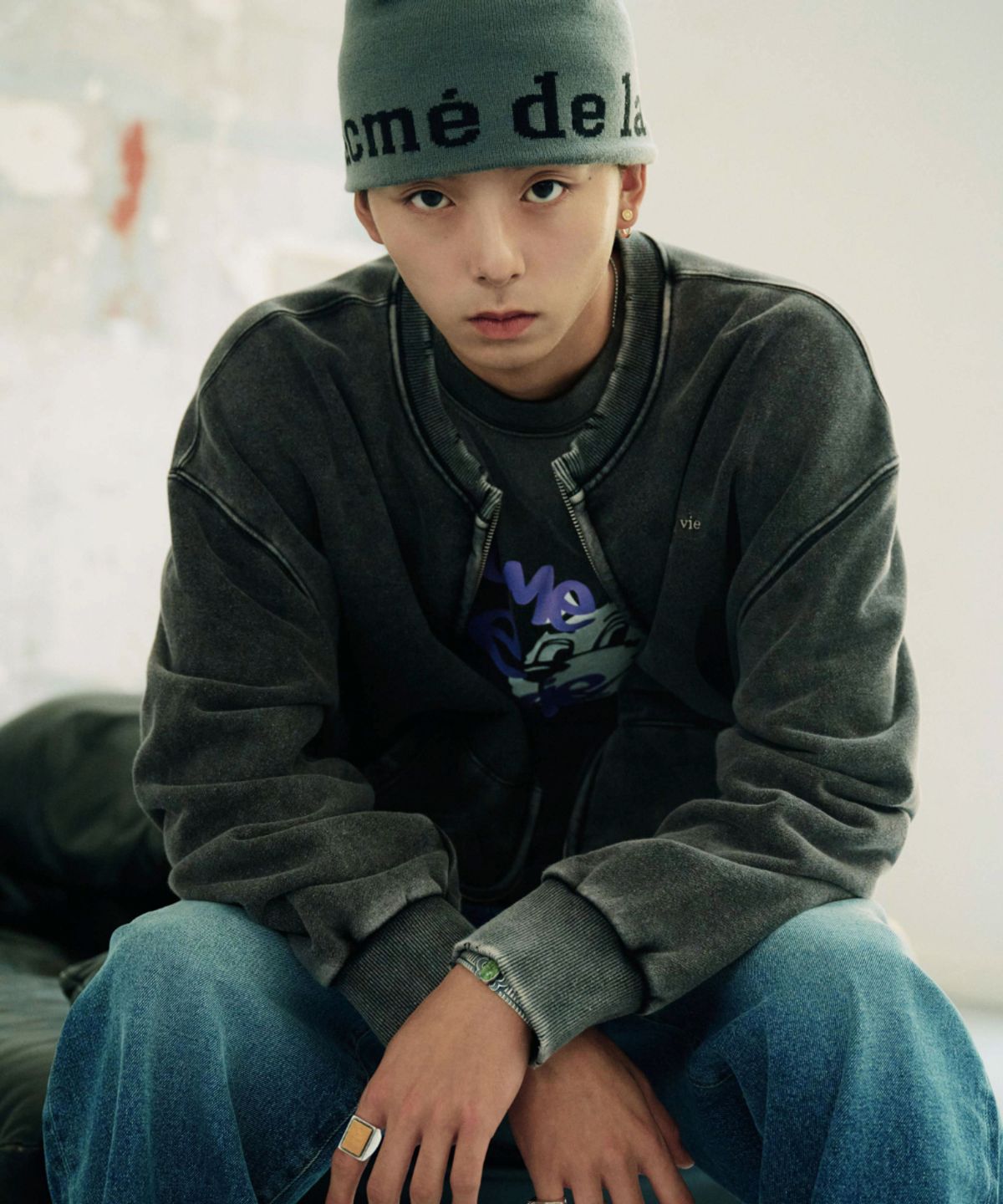 아크메드라비(ACME DE LA VIE) WASHED NO COLLAR NAPPING ZIP UP