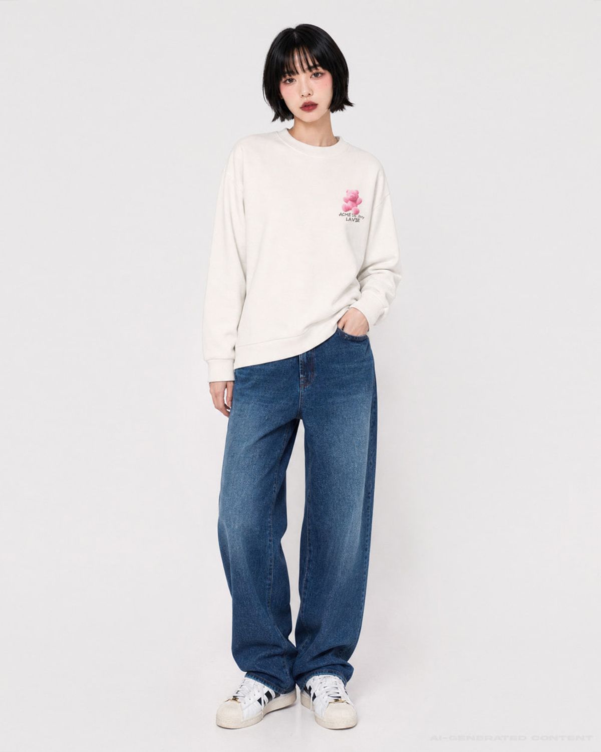 아크메드라비(ACME DE LA VIE) WOMAN FUZZY AC BEAR SWEATSHIRT