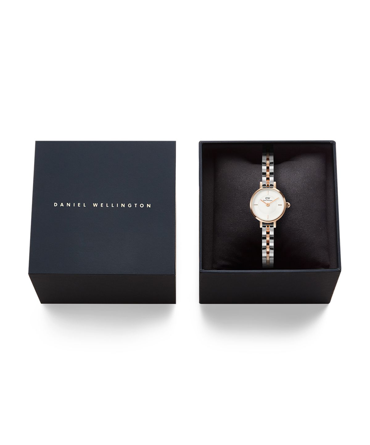 다니엘 웰링턴(DANIEL WELLINGTON) Petite Mini Arch 3-link 투톤 여자시계 실버/로즈골드
