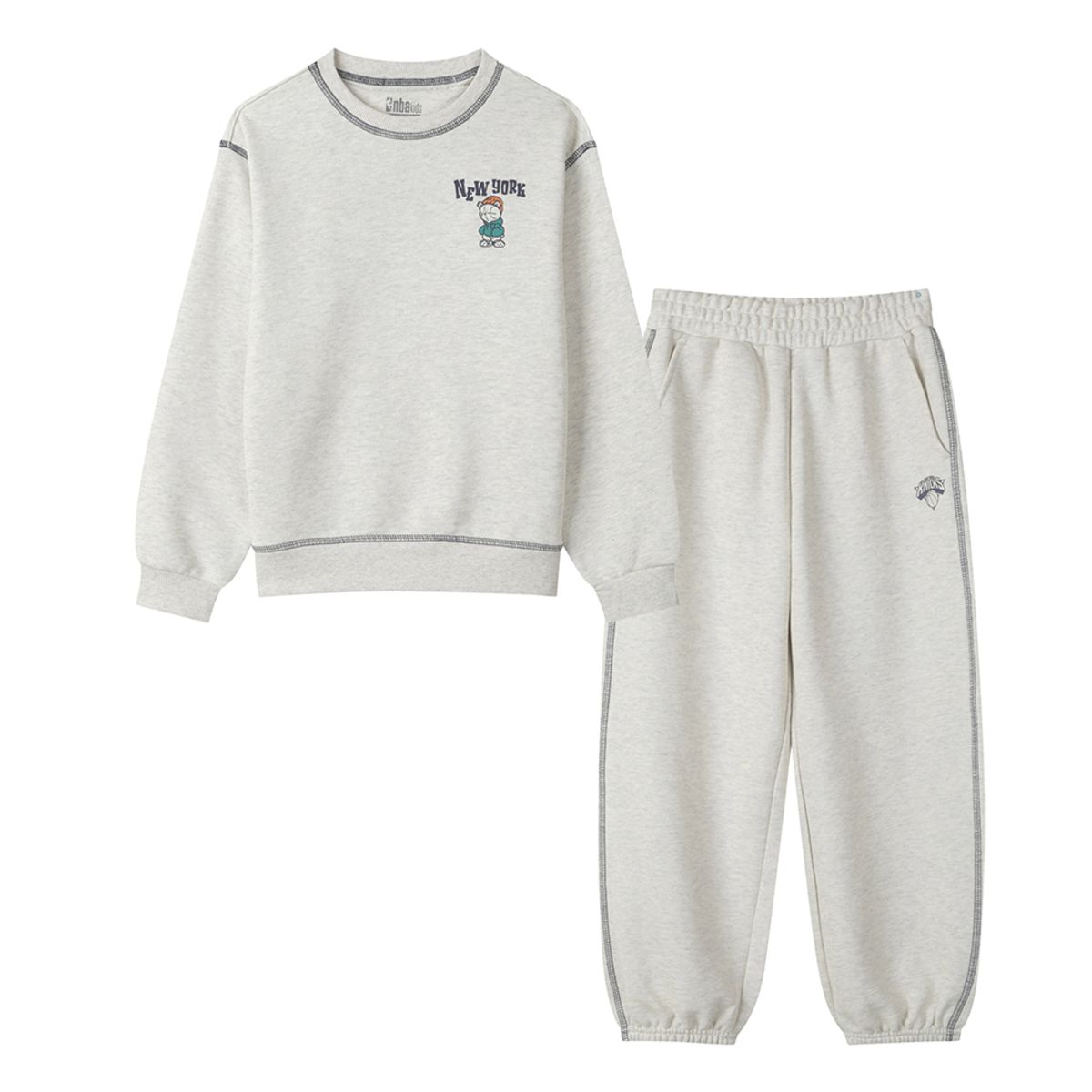 엔비에이 키즈(NBA KIDS) 닉스 구공이 맨투맨세트 오트밀