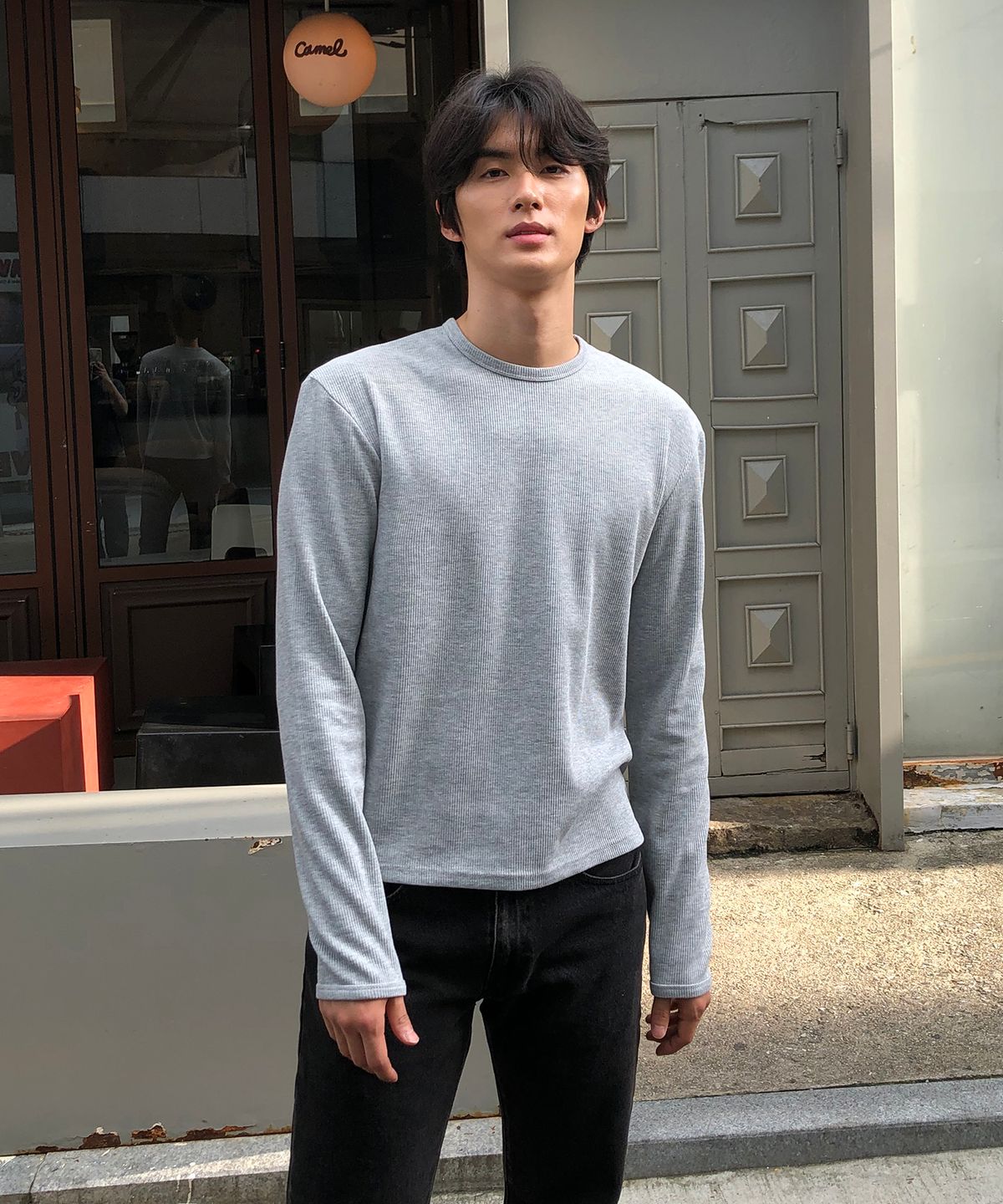 데이(THEY) 세미크롭 골지 긴팔 라운드 티셔츠_5 COLOR