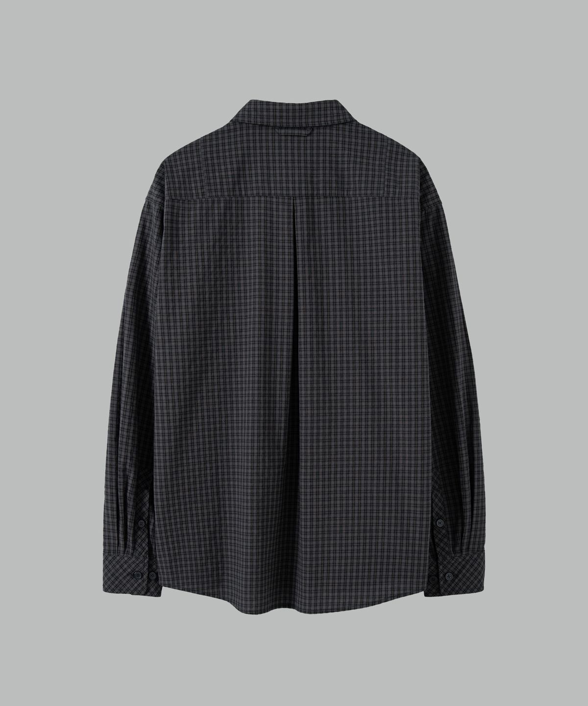 넌블랭크(NONBLANK) 일레귤러 패널 체크 LS 셔츠_DARK BLUE