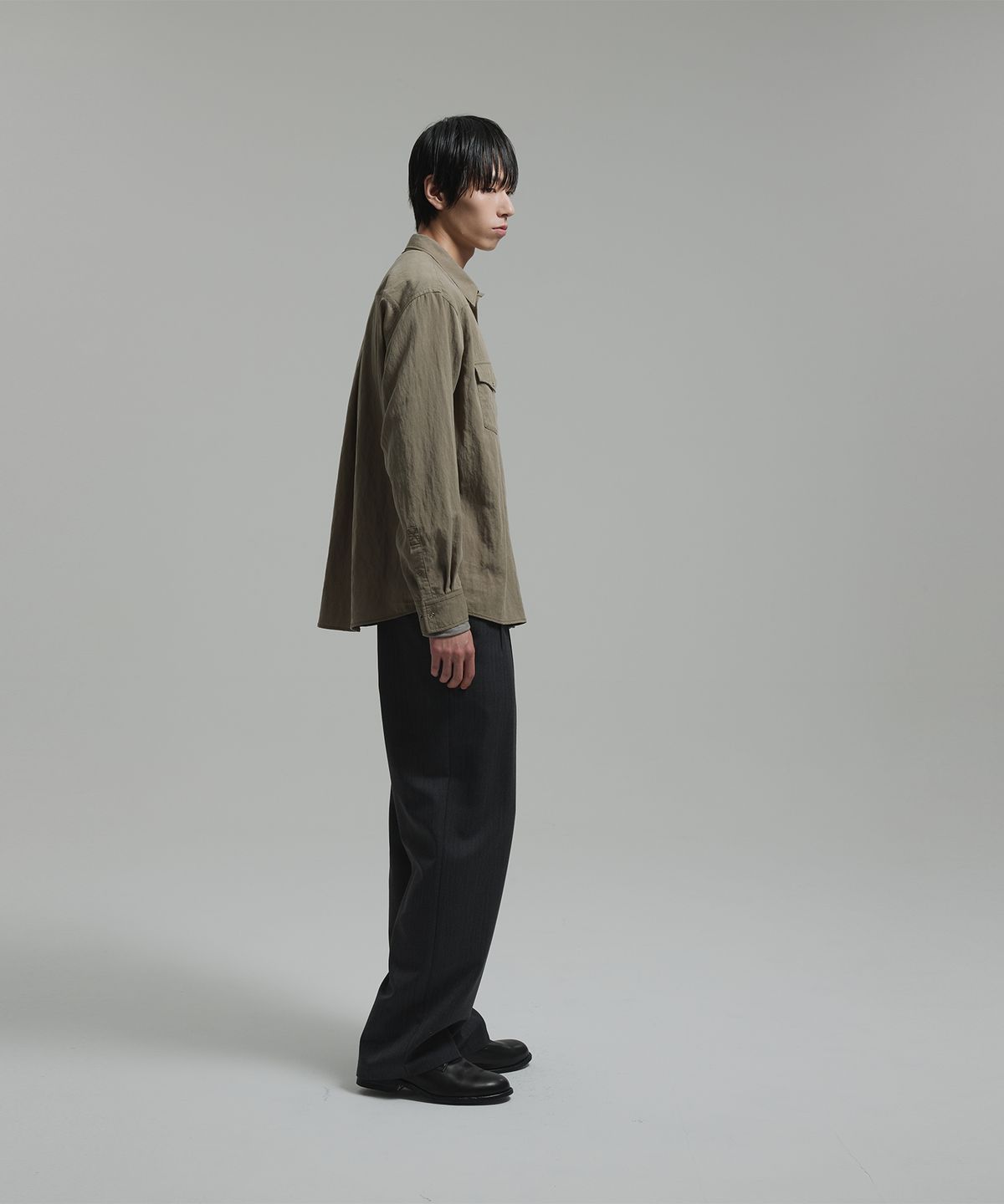 넌블랭크(NONBLANK) 워시드 웨스턴 LS 셔츠_SAND GREY