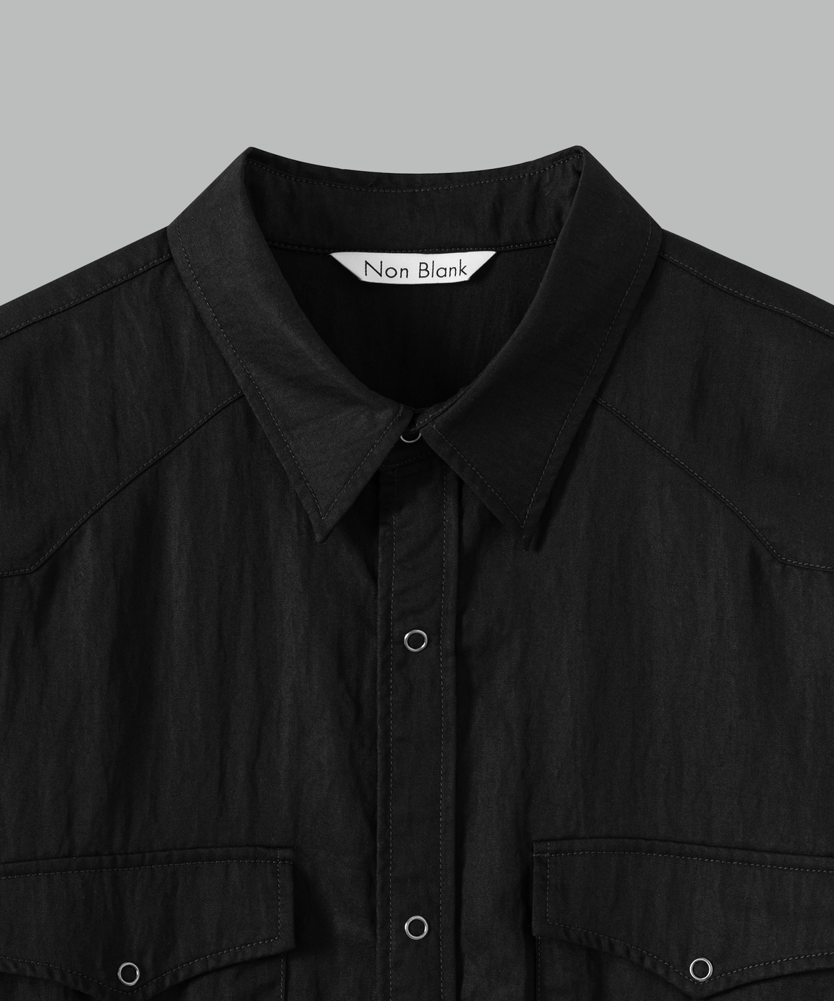 넌블랭크(NONBLANK) 워시드 웨스턴 LS 셔츠_BLACK