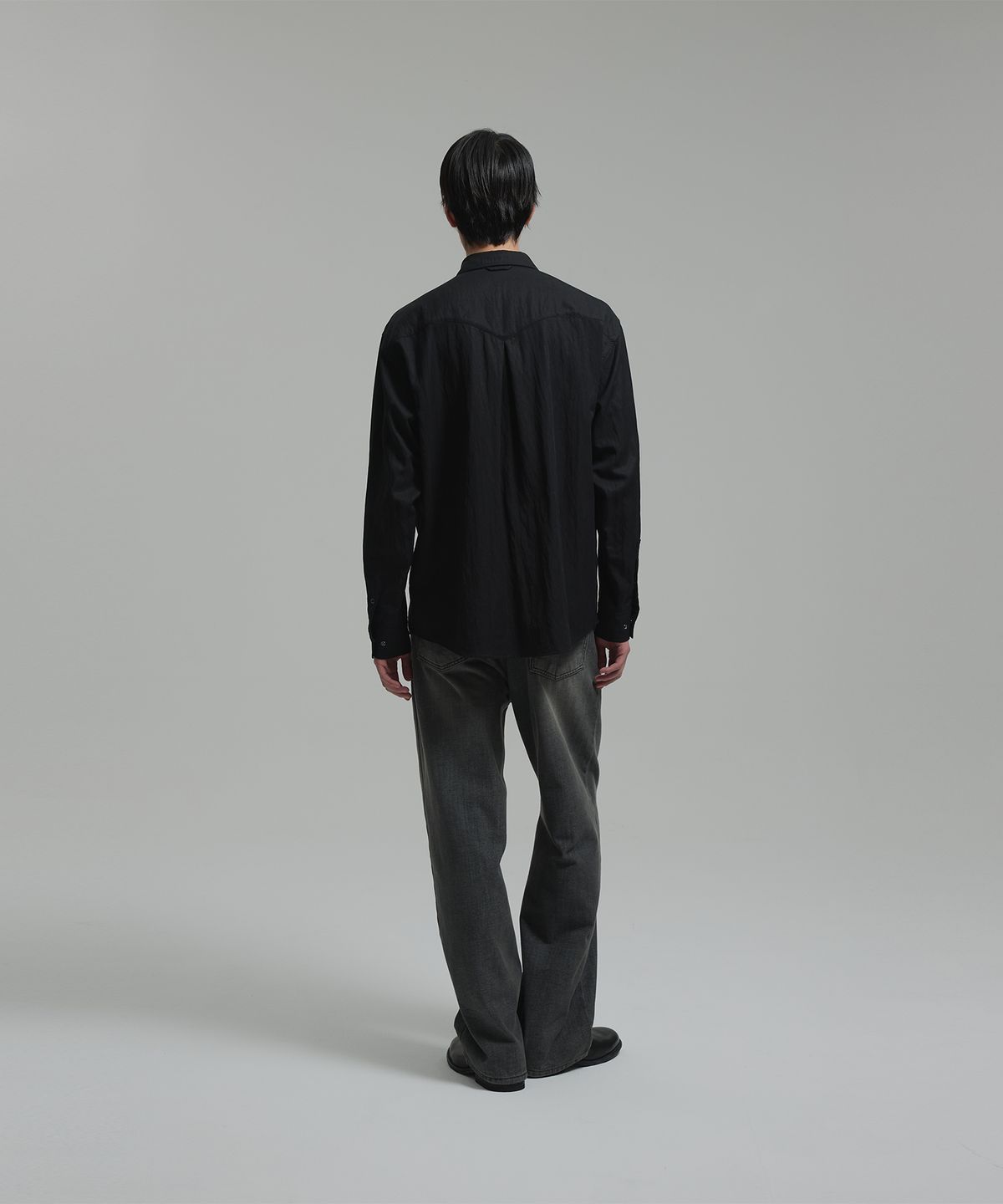 넌블랭크(NONBLANK) 워시드 웨스턴 LS 셔츠_BLACK