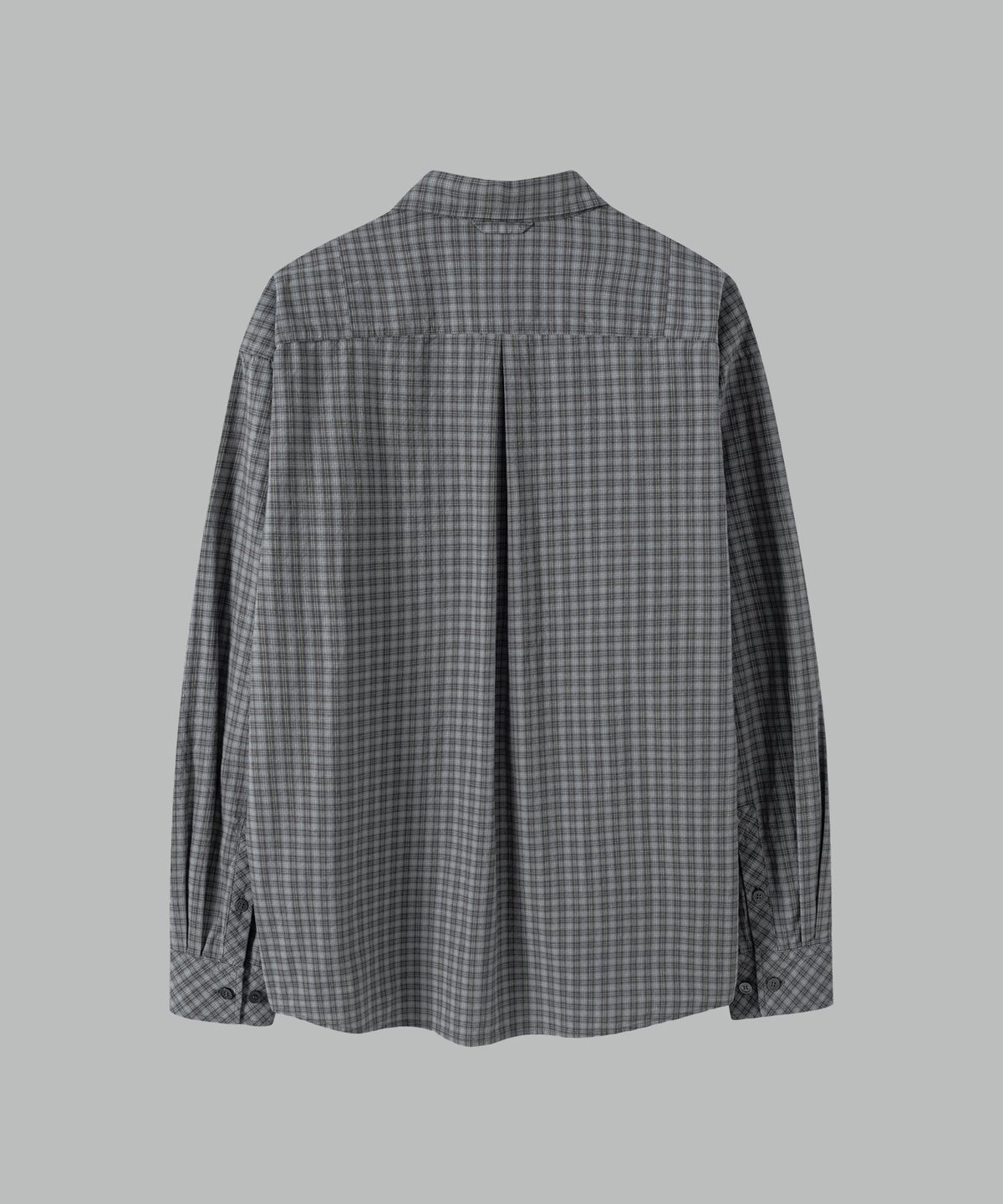 넌블랭크(NONBLANK) 일레귤러 패널 체크 LS 셔츠_BLUISH GREY