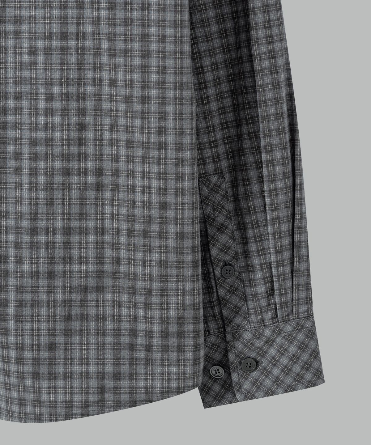 넌블랭크(NONBLANK) 일레귤러 패널 체크 LS 셔츠_BLUISH GREY