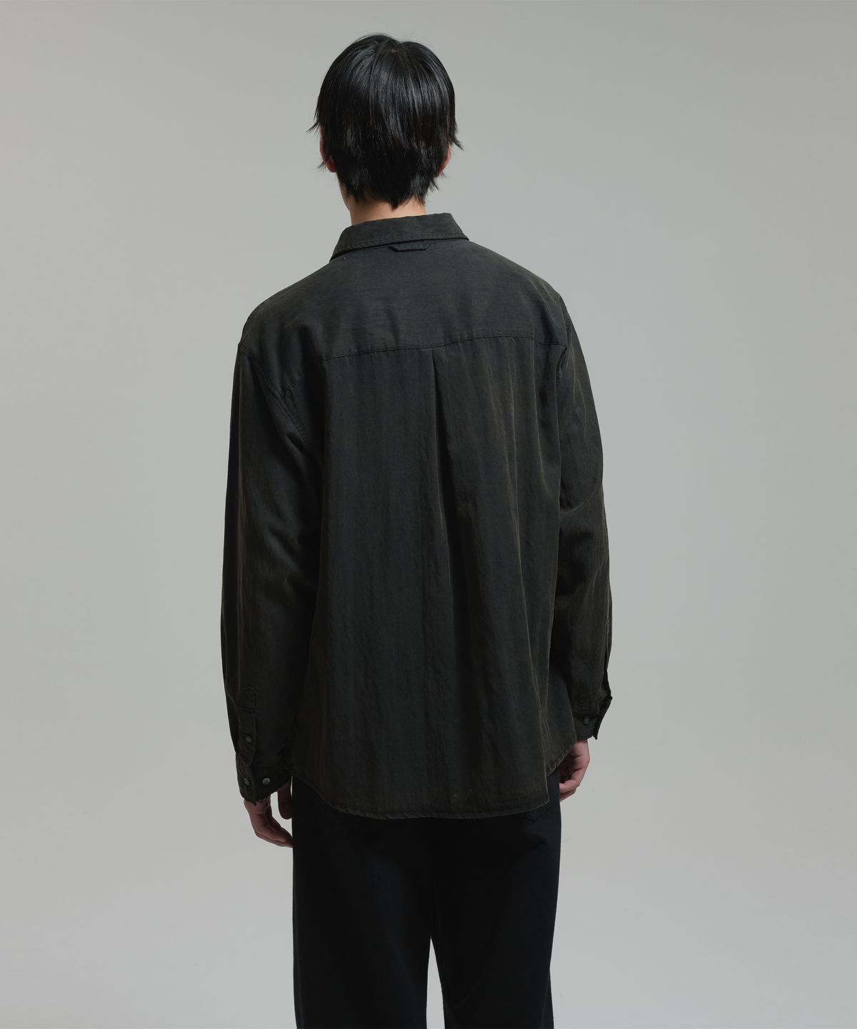 넌블랭크(NONBLANK) 가먼트 다잉 워시드 LS 셔츠_TINT GREY