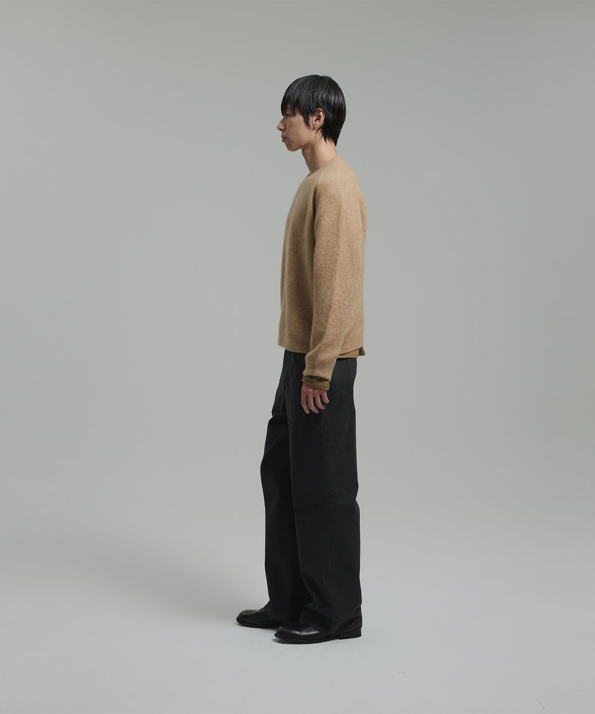넌블랭크(NONBLANK) 루즈 와이드 HBT 퍼티그 팬츠_DARK GREY